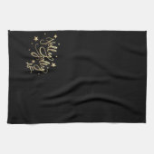 Holly Jolly AF | Glanzend Goud Faux Folie Script Theedoek (Horizontaal)