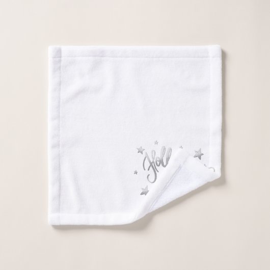 Holly Jolly AF | Glanzend Silver Faux Folie Script Bad Handdoek (Wasdoekje)