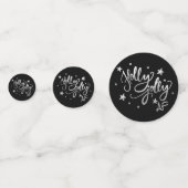 Holly Jolly AF | Glanzend Silver Faux Folie Script Confetti (Voorkanten)