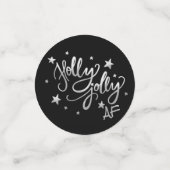 Holly Jolly AF | Glanzend Silver Faux Folie Script Confetti (Kleine voorkant)
