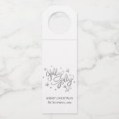 Holly Jolly AF | Glanzend Silver Faux Folie Script Flessenhanger (Voorkant)