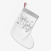 Holly Jolly AF | Glanzend Silver Faux Folie Script Kleine Kerstsok (Voorkant (Hangend))