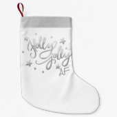 Holly Jolly AF | Glanzend Silver Faux Folie Script Kleine Kerstsok (Voorkant)