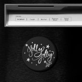 Holly Jolly AF | Glanzend Silver Faux Folie Script Magneet