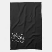 Holly Jolly AF | Glanzend Silver Faux Folie Script Theedoek (Verticaal)