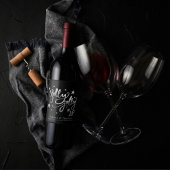 Holly Jolly AF | Glanzend Silver Faux Folie Script Wijn Etiket