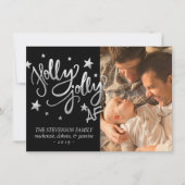 Holly Jolly AF | Glanzende Silver Faux Folie Foto Feestdagenkaart (Voorkant)