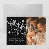 Holly Jolly AF | Glanzende Silver Faux Folie Foto Feestdagenkaart (Voorkant / Achterkant)