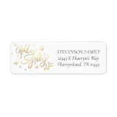 Holly Jolly AF | Modern Gold Star Confetti-adres Etiket (Voorkant)
