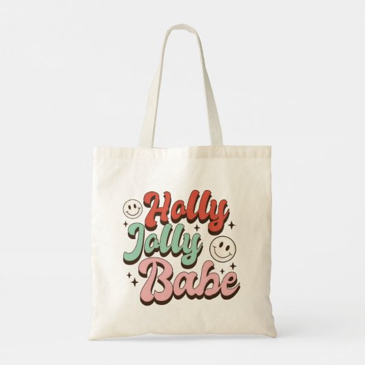 Holly Jolly Babe Groovy Kerstmis Tote Bag (Achterkant)