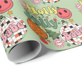 Holly Jolly Babe Retro 70's Typografie Cadeaupapier (Rol Hoek)
