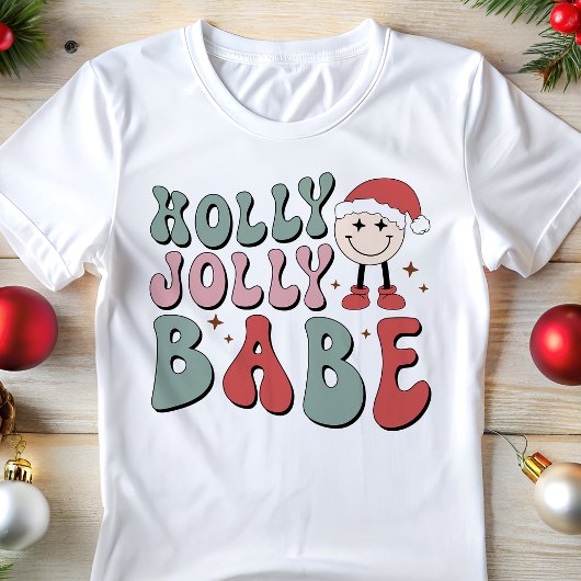 Holly Jolly Babe Retro Grappig Kerstfeest Tri-Blend Shirt