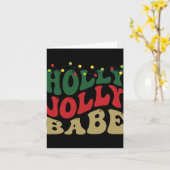 Holly Jolly Babe Retro Groovy Christmas Black T Sh Kaart (Gele Bloem)