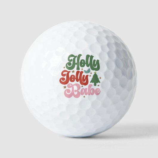 Holly Jolly Babe Retro Groovy Kerst Feestdagen Golfballen (Voorkant)