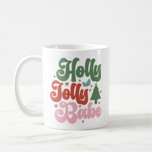 Holly Jolly Babe Retro Groovy Kerst Feestdagen Koffiemok