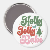 Holly Jolly Babe Retro Groovy Kerst Feestdagen Magneet (Voorkant / Achterkant)