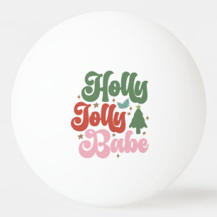 Holly Jolly Babe Retro Groovy Kerst Feestdagen Pingpongbal