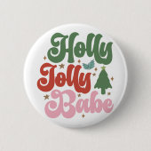 Holly Jolly Babe Retro Groovy Kerst Feestdagen Ronde Button 5,7 Cm (Voorkant)