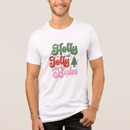 Holly Jolly Babe Retro Groovy Kerst Feestdagen Tri-Blend Shirt