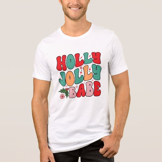 Holly Jolly Babe Retro Groovy Kerst Feestdagen Tri-Blend Shirt (Voorkant)