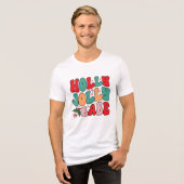 Holly Jolly Babe Retro Groovy Kerst Feestdagen Tri-Blend Shirt (Voorkant volledig)