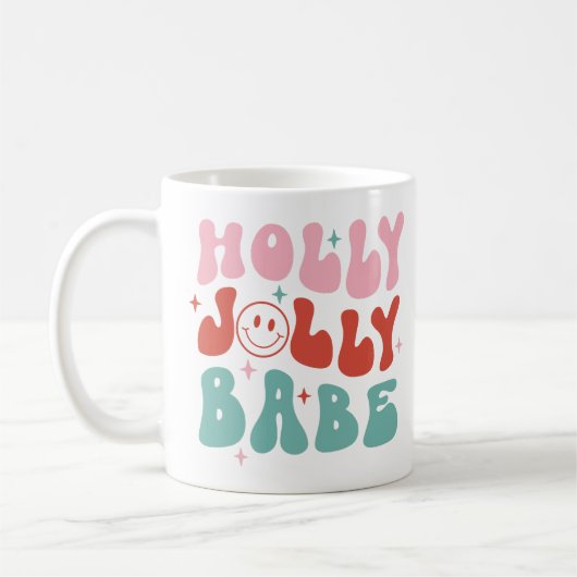 Holly Jolly Babe Retro Kerstmis Koffiemok (Links)