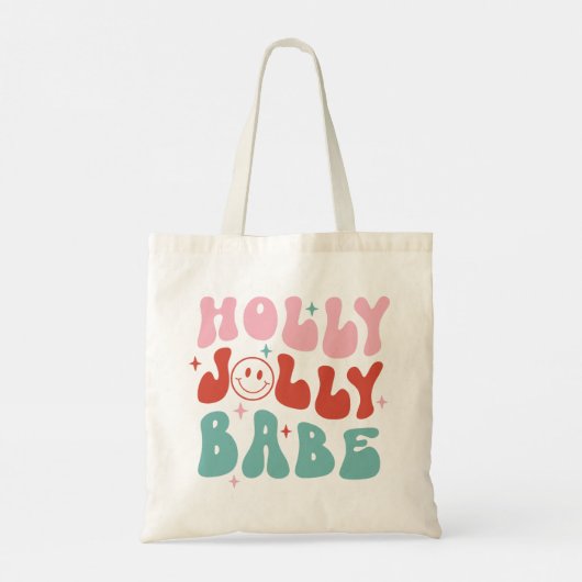Holly Jolly Babe Retro Kerstmis Tote Bag (Achterkant)