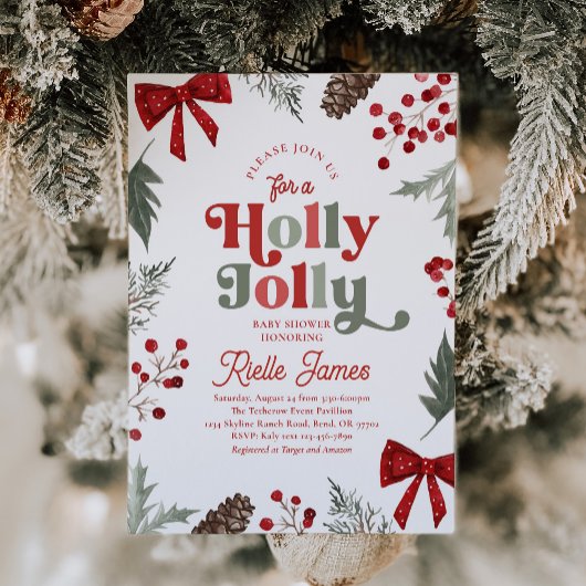 Holly Jolly Baby Shower Invitation Kaart