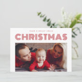 Holly Jolly Baby's eerste kerstfoto Feestdagenkaart (Staand voorkant)