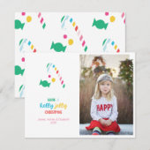 Holly Jolly Bright Candy Cane Kerstfoto Feestdagenkaart (Voorkant / Achterkant)