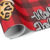 Holly Jolly Buffalo Plaid Kerstmis & Luipaard Boge Cadeaupapier (Rol Hoek)