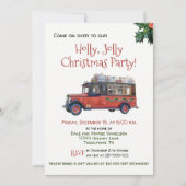 Holly Jolly -busuitnodiging voor kerstfeest Kaart (Voorkant)