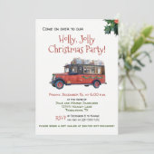 Holly Jolly -busuitnodiging voor kerstfeest Kaart (Staand voorkant)