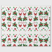Holly Jolly Candy Cane Hearts Cadeaupapier (Vlak)