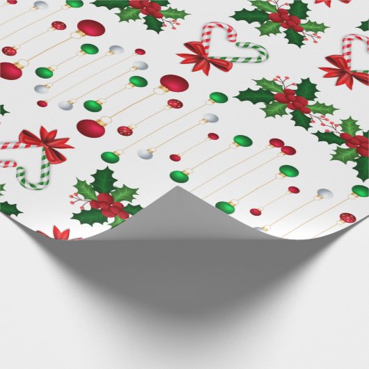 Holly Jolly Candy Cane Hearts Cadeaupapier (Hoek)