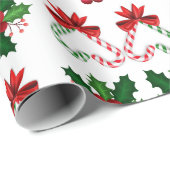 Holly Jolly Candy Cane Hearts Cadeaupapier (Rol Hoek)