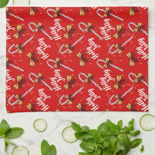Holly Jolly Candy Canes Theedoek (Gevouwen)