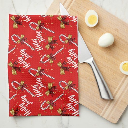 Holly Jolly Candy Canes Theedoek (Quarter Fold)