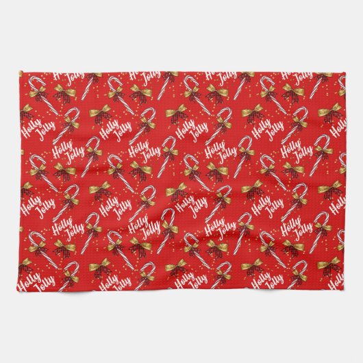 Holly Jolly Candy Canes Theedoek (Horizontaal)