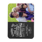 Holly Jolly Chalkboard Typografie Kerstfoto Magneet (Verticaal)