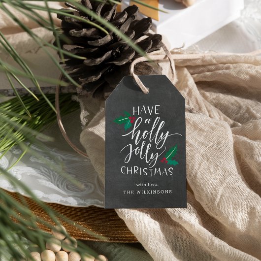 Holly Jolly | Chalkboardfeestdag Cadeaulabel