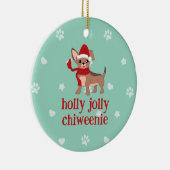 holly jolly Chiweenie Keramisch Ornament (Rechts)