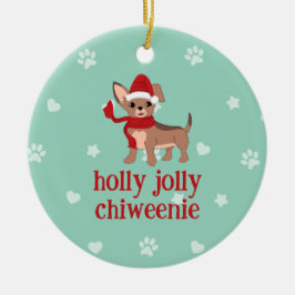 holly jolly Chiweenie Keramisch Ornament