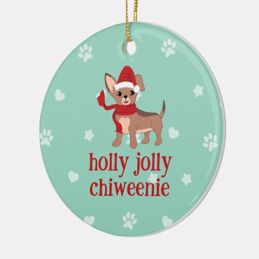 holly jolly Chiweenie Keramisch Ornament (Links)