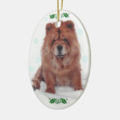 Holly Jolly Chow Kerstkerst Keramisch Ornament (Links)