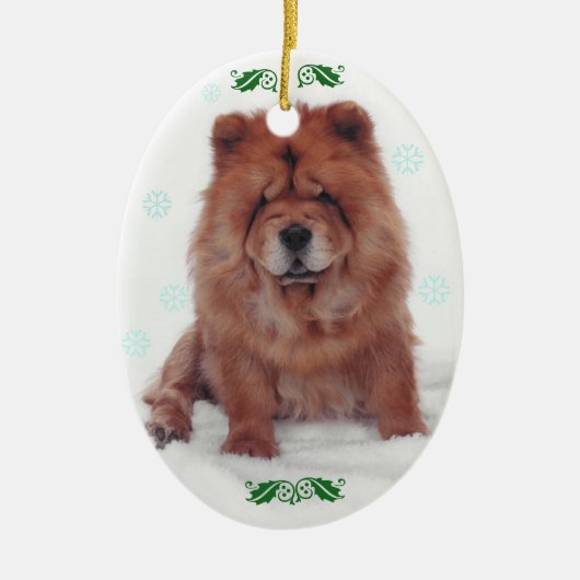 Holly Jolly Chow Kerstkerst Keramisch Ornament (Voorkant)