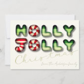 Holly Jolly Christmas 3D effect groen rood Feestdagenkaart (Voorkant)
