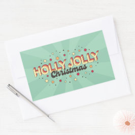 Holly Jolly Christmas 3d tekst Rechthoekige Sticker