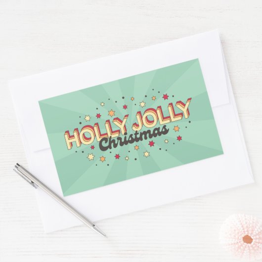 Holly Jolly Christmas  3d tekst Rechthoekige Sticker (Envelop)