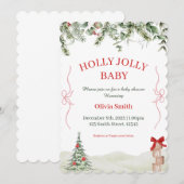 Holly Jolly Christmas Baby Shower Invite Kaart (Voorkant / Achterkant)